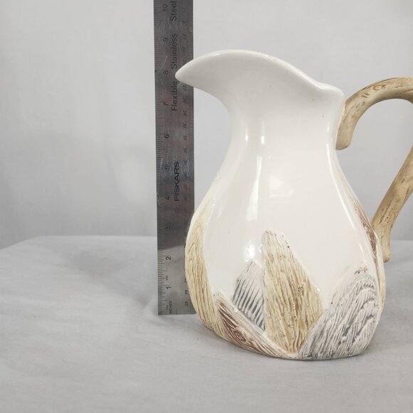 Celebrations by Lillian Vernon Farmhouse Pitcher Embossed Nature Cottage Ivory - Picture 8 of 10